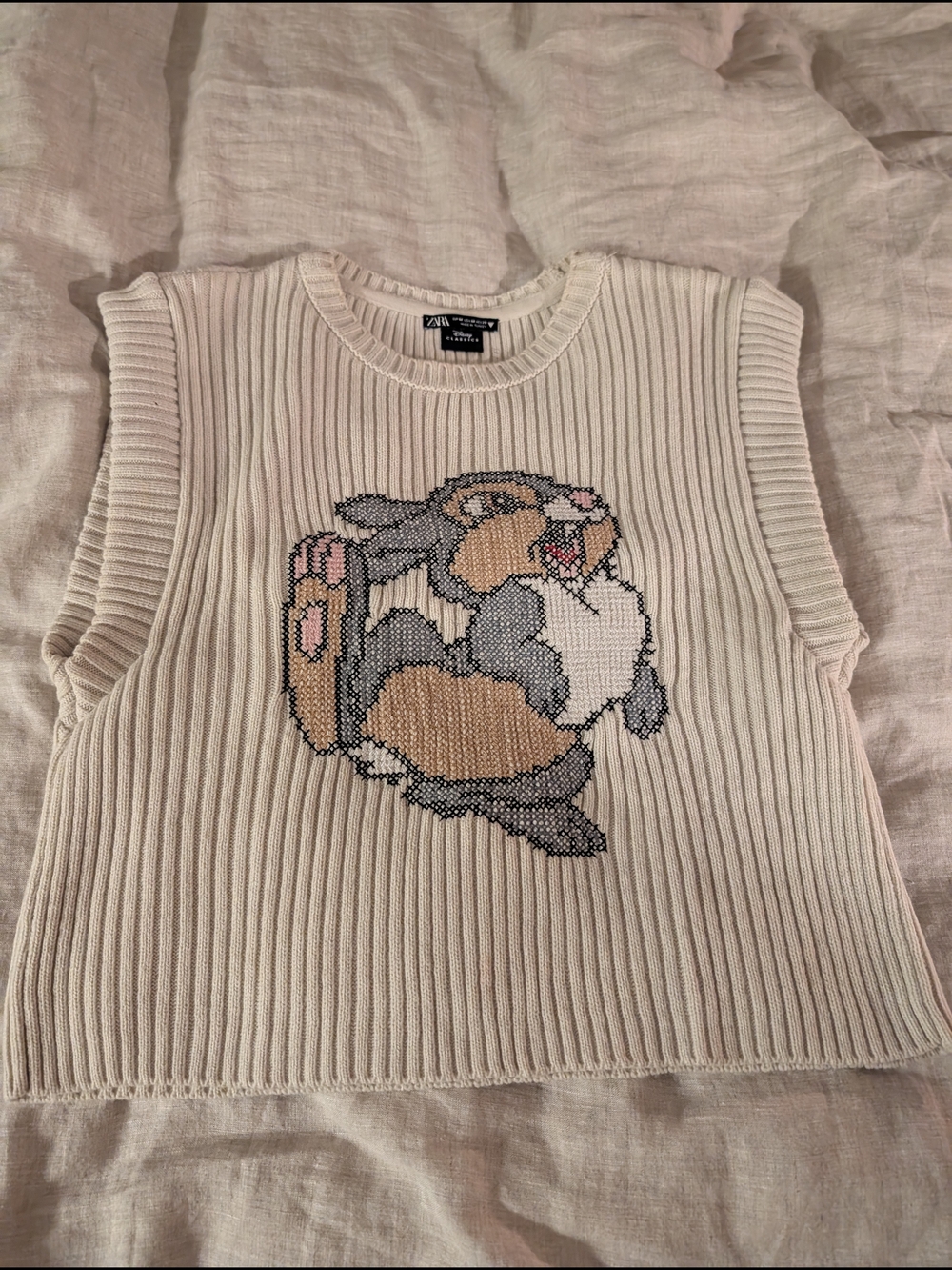Zara x Disney Thumper Cream Ribbed Knit Vest